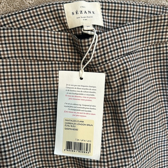 NWT Sézane Clara Trousers in London Check - Picture 6 of 7